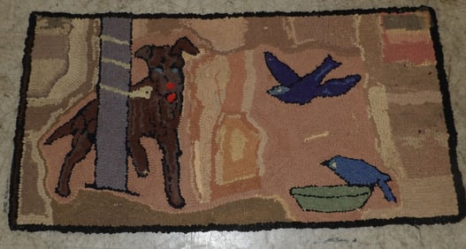 1' 7" by 3' antique hook rug