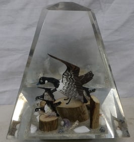 acrylic Lucite obelisks & Canadian goose obelisk paperweight
