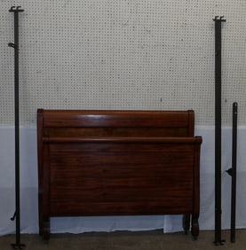 cherry full size sleigh bed with rails