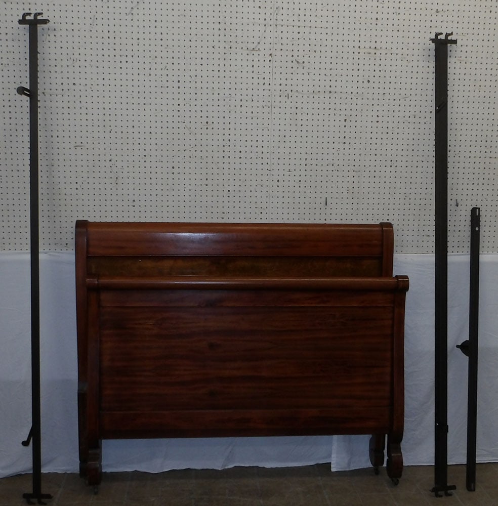 cherry full size sleigh bed with rails (1 of 3)