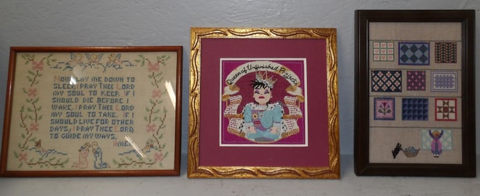 3 framed needleworks