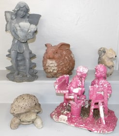 lot of resin yard ornaments