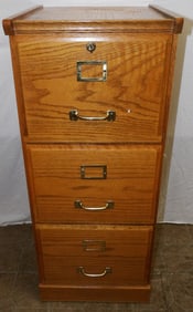 oak three drawer filing cabinet