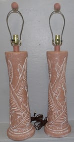 pair of painted ceramic lamps