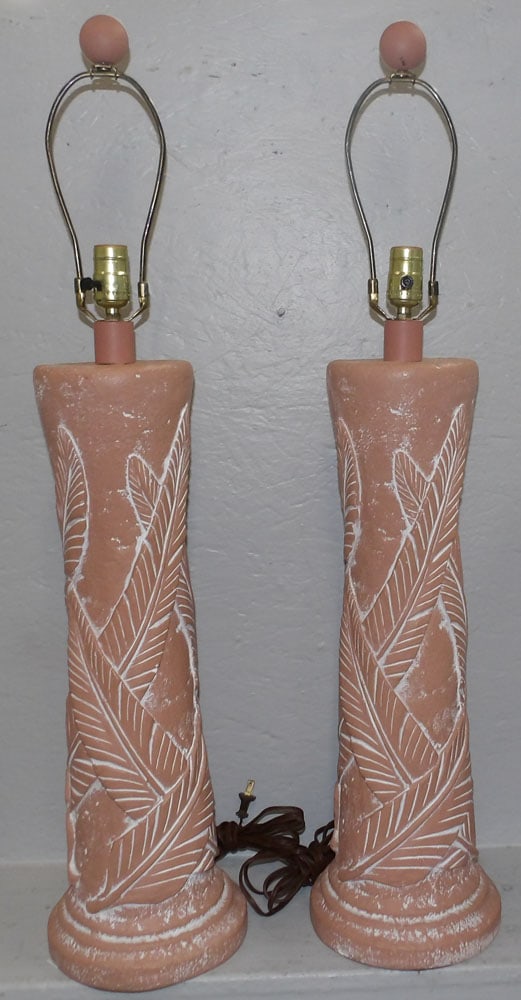 pair of painted ceramic lamps (1 of 2)