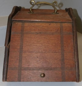 antique walnut and brass coal scuttle