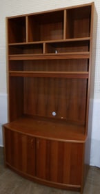 mid century modern Danish teakwood veneer 2 piece open top cabinet