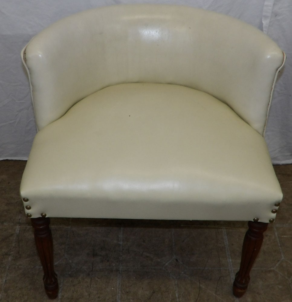mahogany and vinyl upholstered vanity bench (1 of 5)