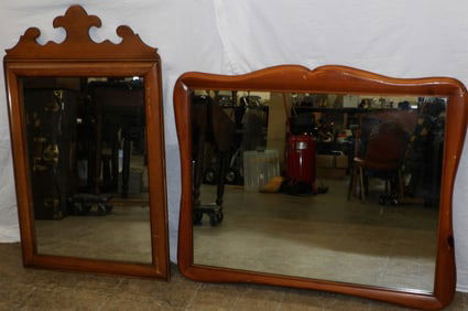 2 pine framed mirrors