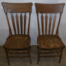 2 antique oak side chairs