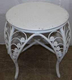 painted wicker round stand