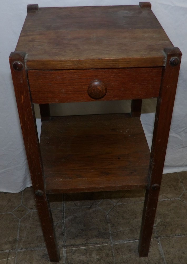 mission style oak one drawer stand (1 of 6)