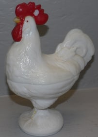 milk glass rooster covered dish