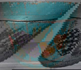antique painted wooden bucket