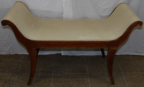 mahogany and vinyl upholstered window bench