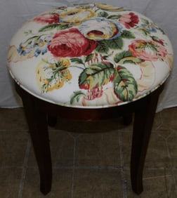 mahogany upholstered top round stool