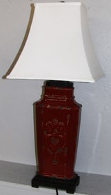 Chinese Red Glazed Pottery Lamp