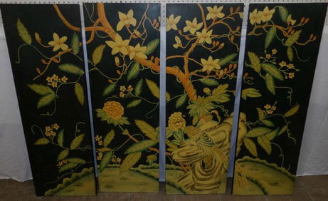 four painted resin panels