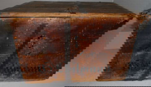 antique pine and metal bound box