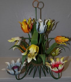 painted metal candle holder