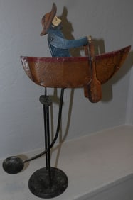 painted metal boat nautical sculpture