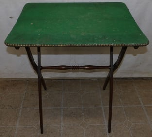 antique walnut folding coaching table with felt top