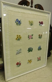 framed needlework glass as is