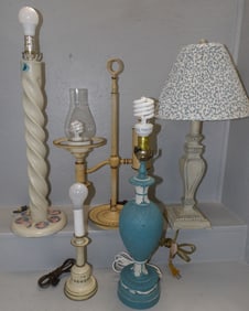 5 painted metal decorative lamps