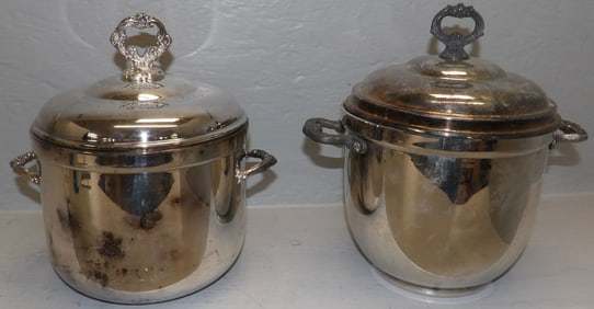 2 silver plated ice buckets