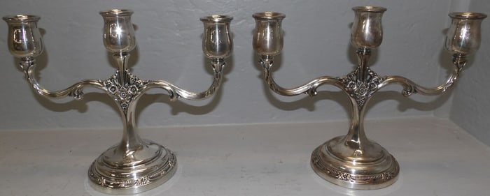 pair of silver plated candelabras