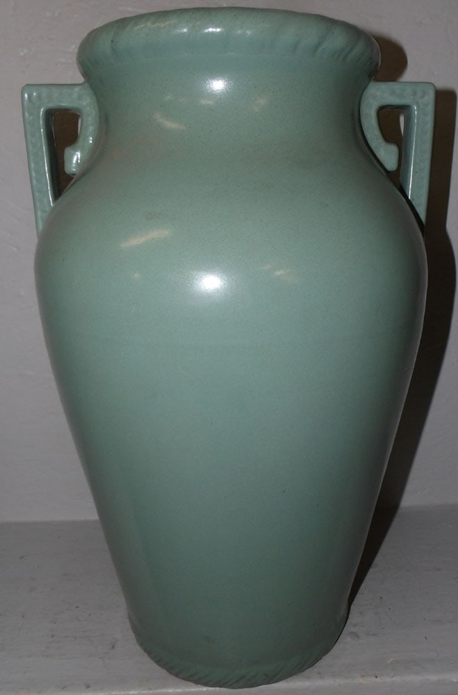 painted porcelain urn: painted porcelain urn. 18" H "ALL DESCRIPTIONS AND ANY CONDITION STATEMENT GIVEN BY LANGSTON AUCTION GALLERY ARE STRICTLY OPINIONS AND LANGSTON'S SHALL HAVE NO RESPONSIBILITY FOR ERRORS OR OMISSIONS.
