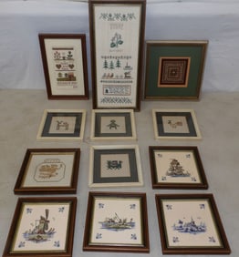lot of small framed needleworks