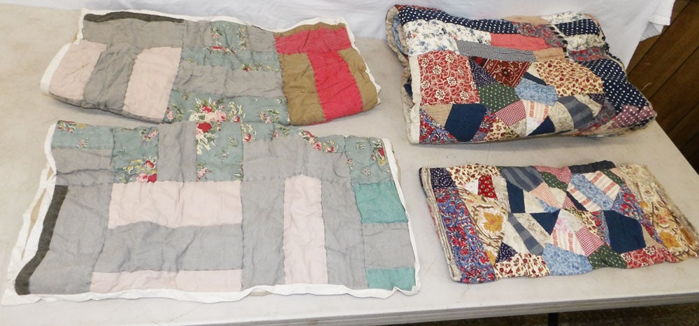 lot of vintage quilts: lot of vintage quilts. "ALL DESCRIPTIONS AND ANY CONDITION STATEMENT GIVEN BY LANGSTON AUCTION GALLERY ARE STRICTLY OPINIONS AND LANGSTON'S SHALL HAVE NO RESPONSIBILITY FOR ERRORS OR OMISSIONS. THE AB