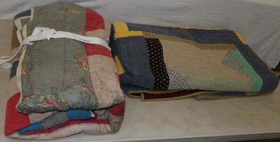 lot of vintage quilts