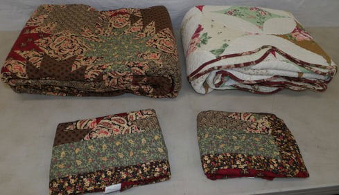 lot of vintage quilts