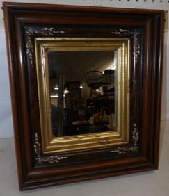 antique walnut shadow box framed mirror