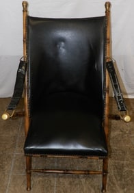oak and brass faux bamboo folding chair