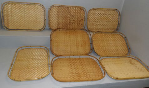 lot of bamboo serving trays