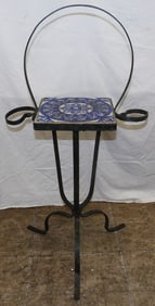 painted wrought iron and tile top stand