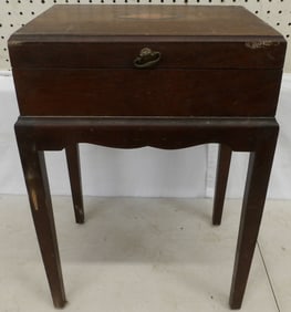 mahogany inlaid box on stand