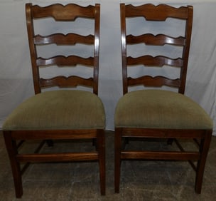 pair of walnut ladderback side chairs