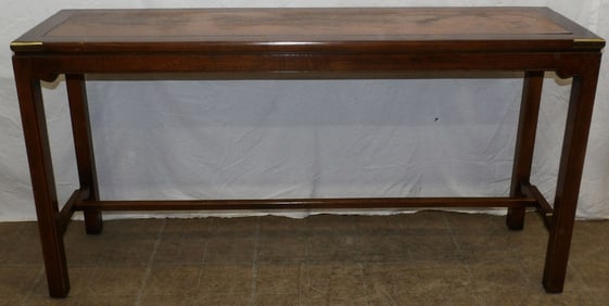 oriental oak and brass bound sofa table