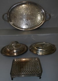 four silver plated items