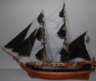 painted wood ship model