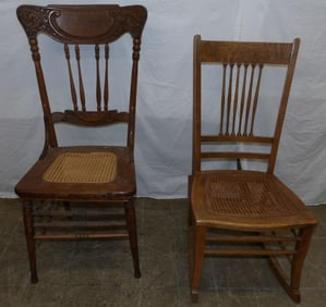 antique oak rocker and side chair