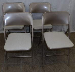 set of four vintage painted metal folding chairs