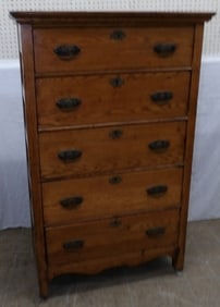 Antique Oak Five Drawer Chest
