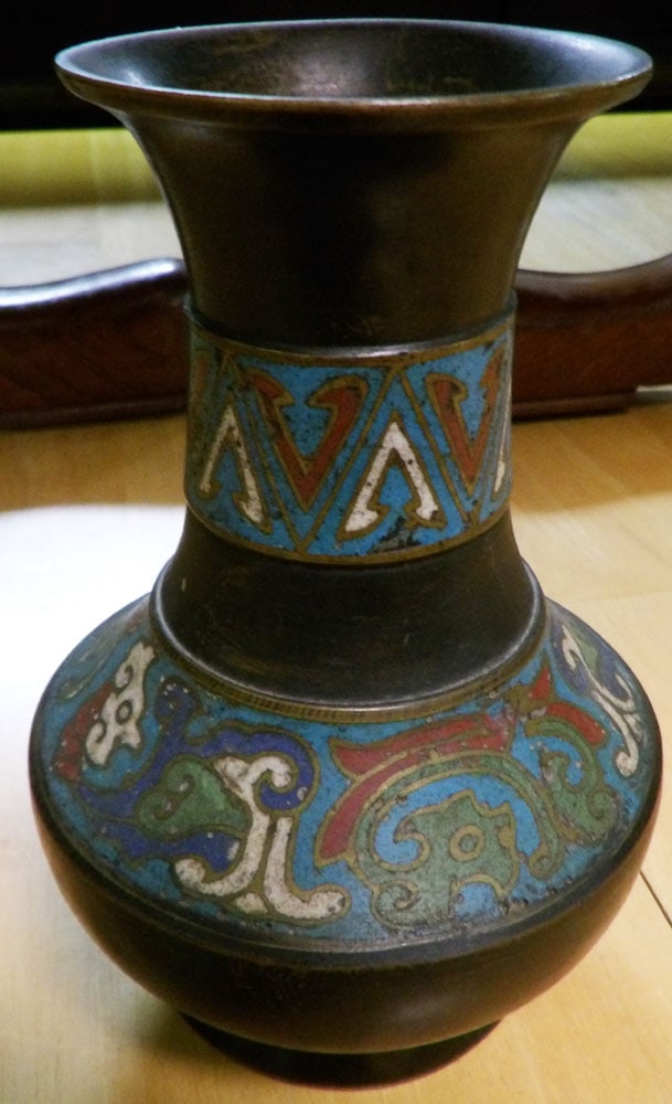 Diminutive Bronze Champleve Vase (1 of 2)