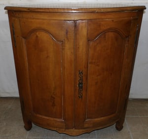 19th Century Cherry French Provincial Bow Front Corner Cabinet