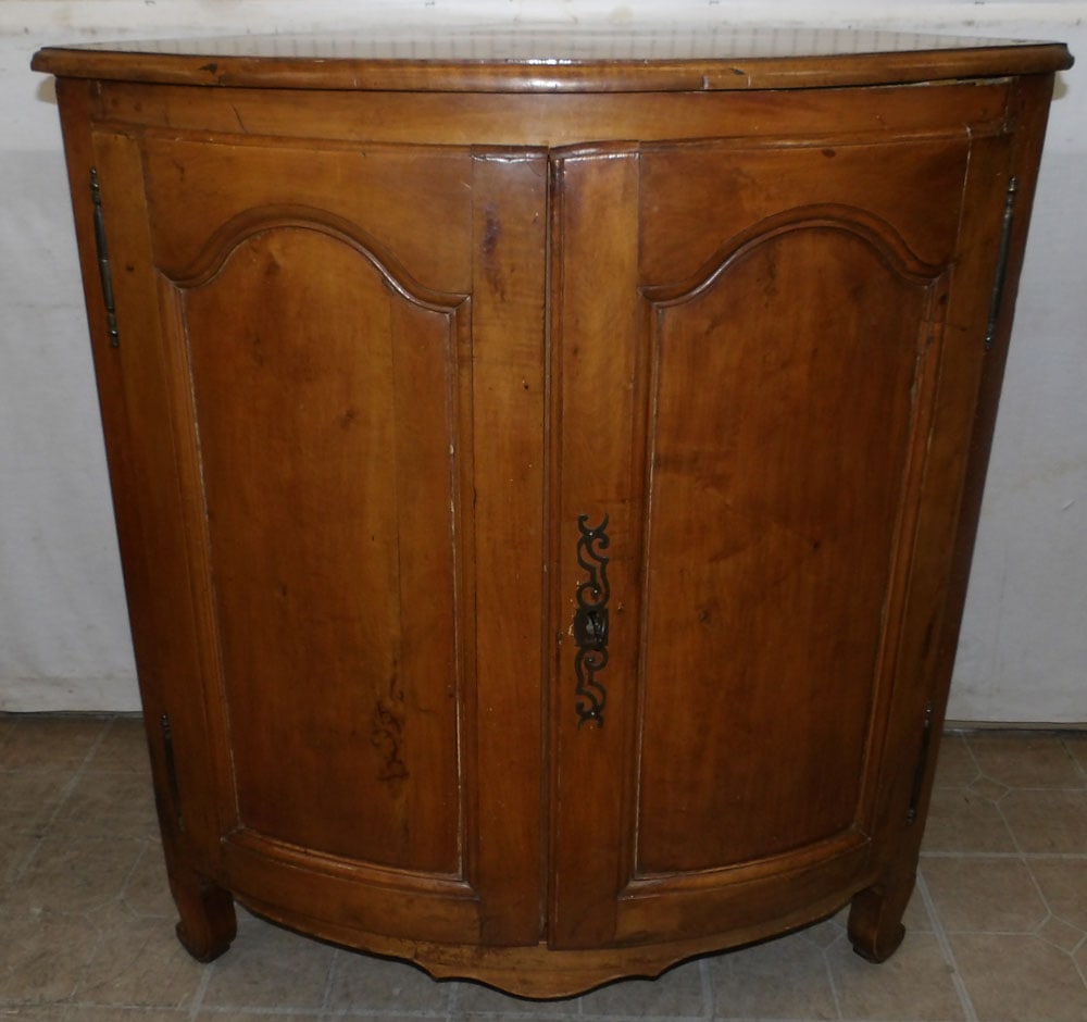 19th Century Cherry French Provincial Bow Front Corner Cabinet